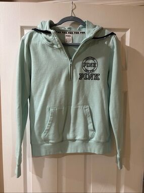 PINK Victoria's Secret Light Mint Half-Zip Hoodie